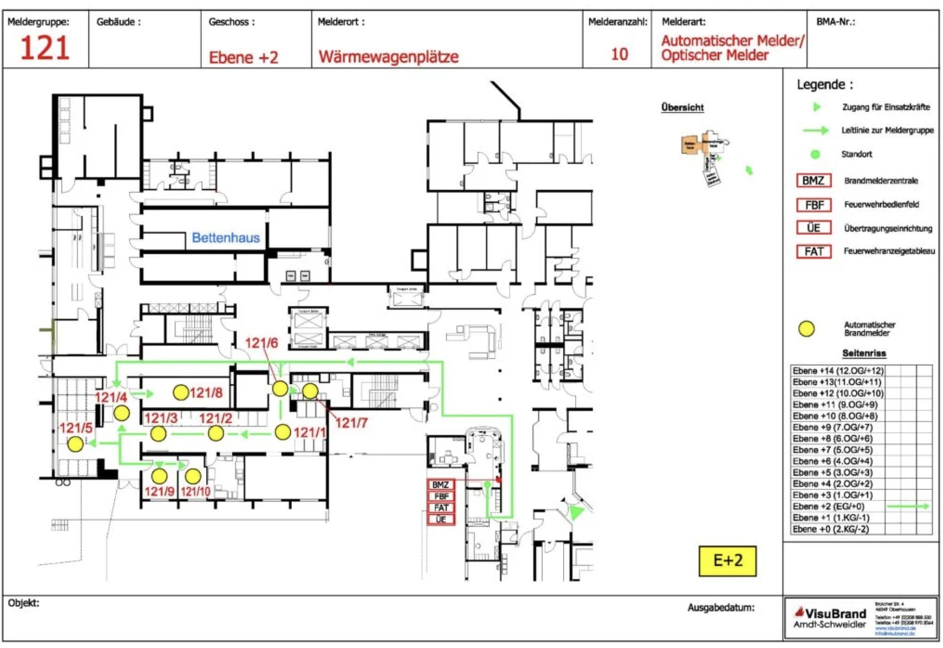 Lageplan mit Notausgängen